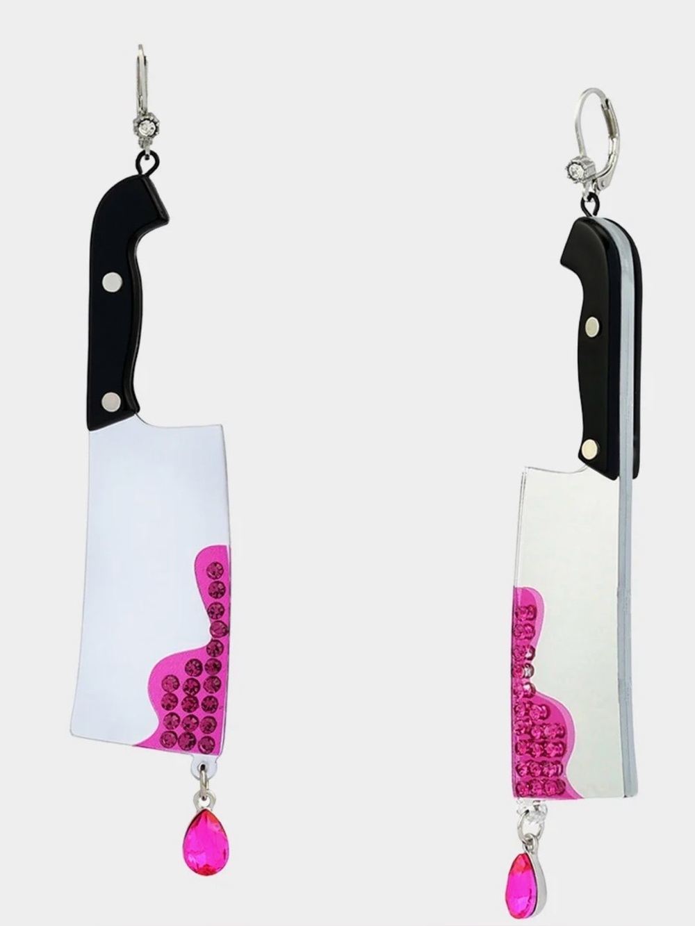 Brand New Betsey Johnson Cleaver Leverback Dangling Pink Earrings